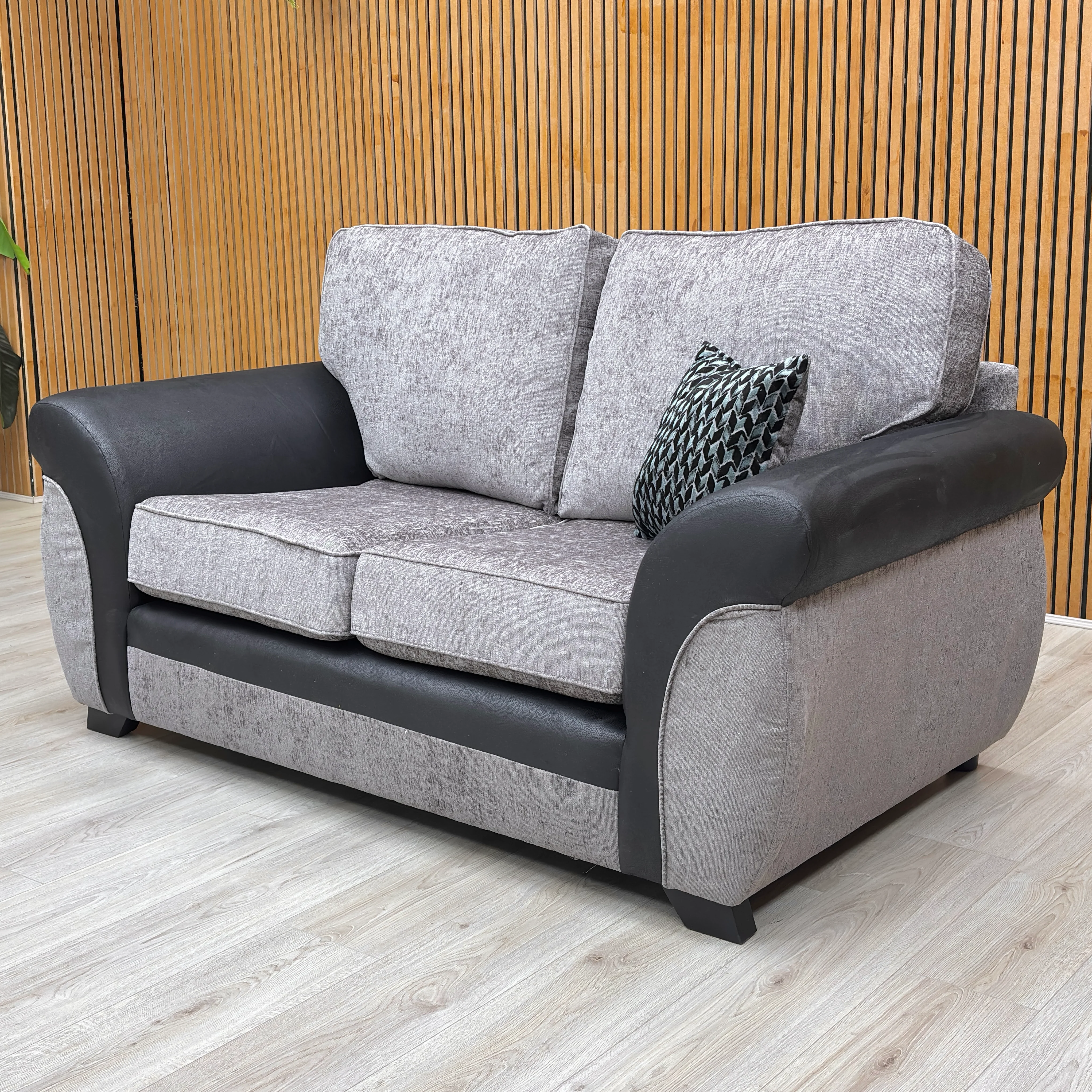 Marino’ Grey Fabric Mix 2 Seater Sofa - Image 3