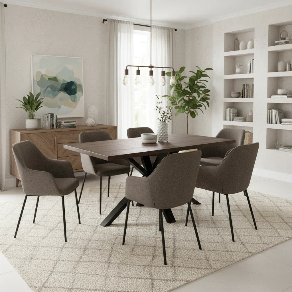 'Mars' Dark Oak Solid Oak Compact 135cm Fixed Dining Table - Image 2