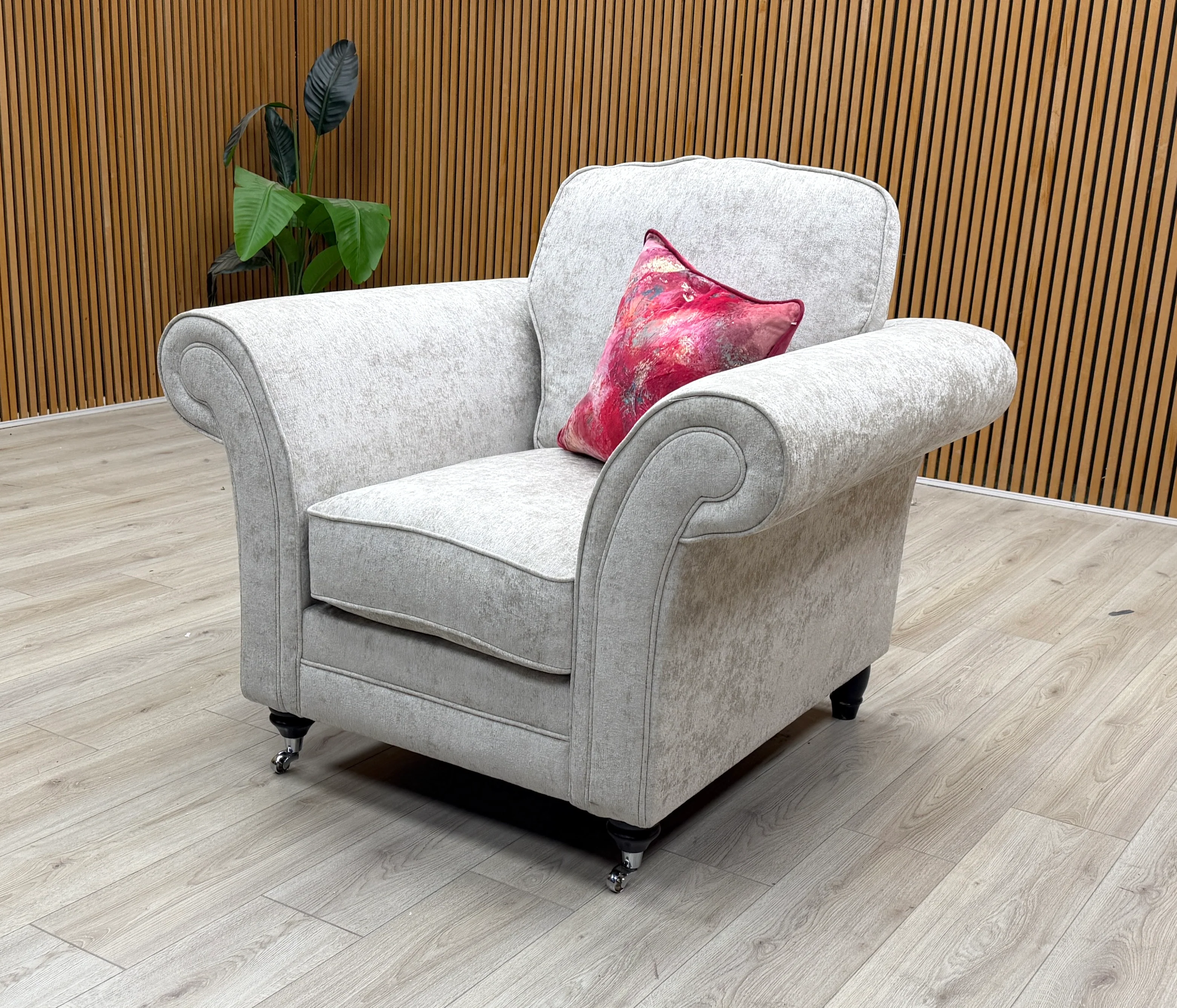 ‘Melody' Pearl Chenille Fabric Armchair - Image 3