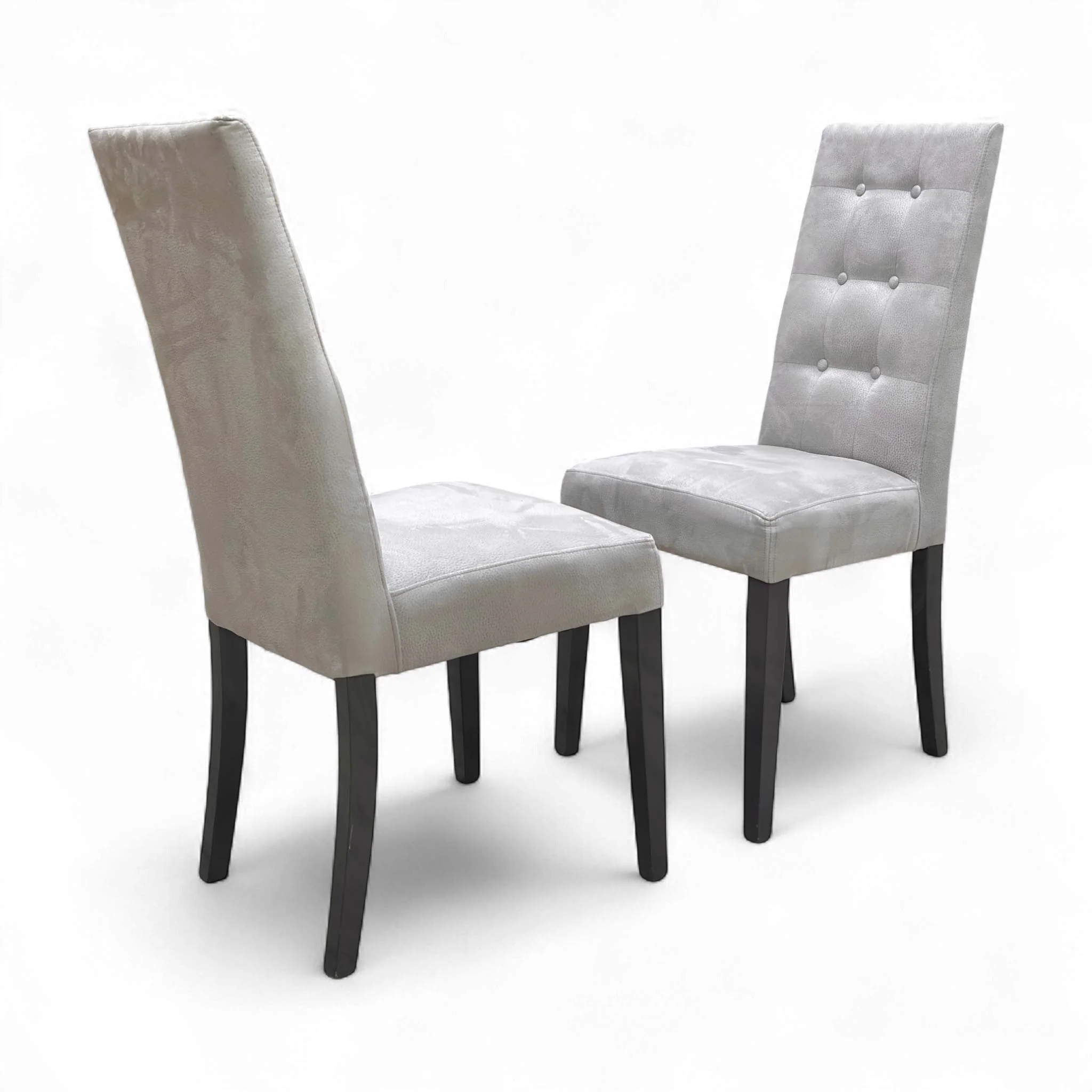 ‘Mia’ Silver Suede High Back Button Back Dining Chair - Set of 2 - Image 6