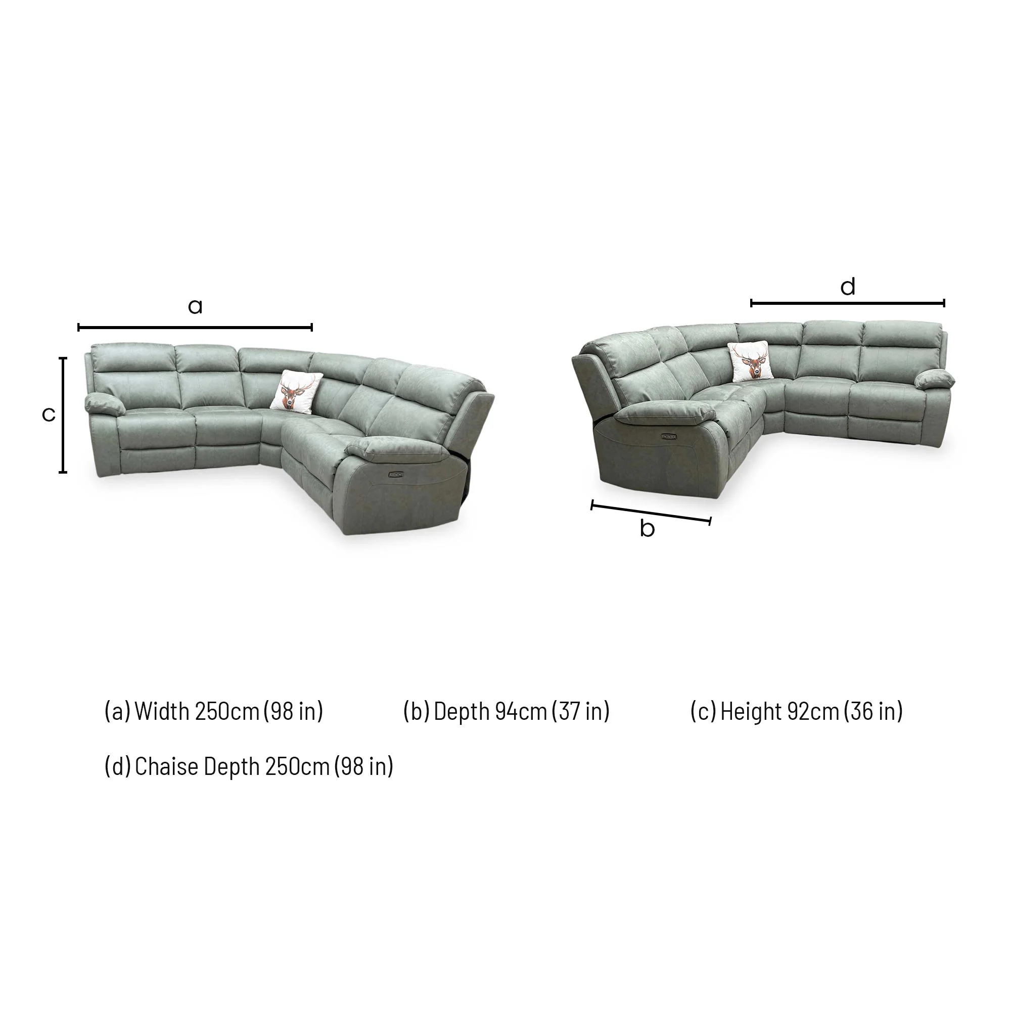 ‘Moreno' Bfa-Ori-R12 Olive Green Suede Fabric Power Recliner 2 Corner 2 Sofa - Image 11