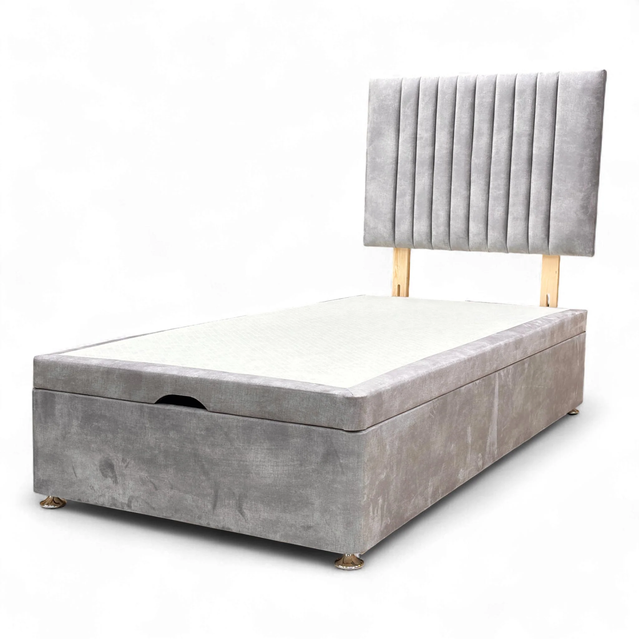 ‘Nero’ Lace Dolphin Velvet + End Lift Ottoman Divan Base - Single - Image 6