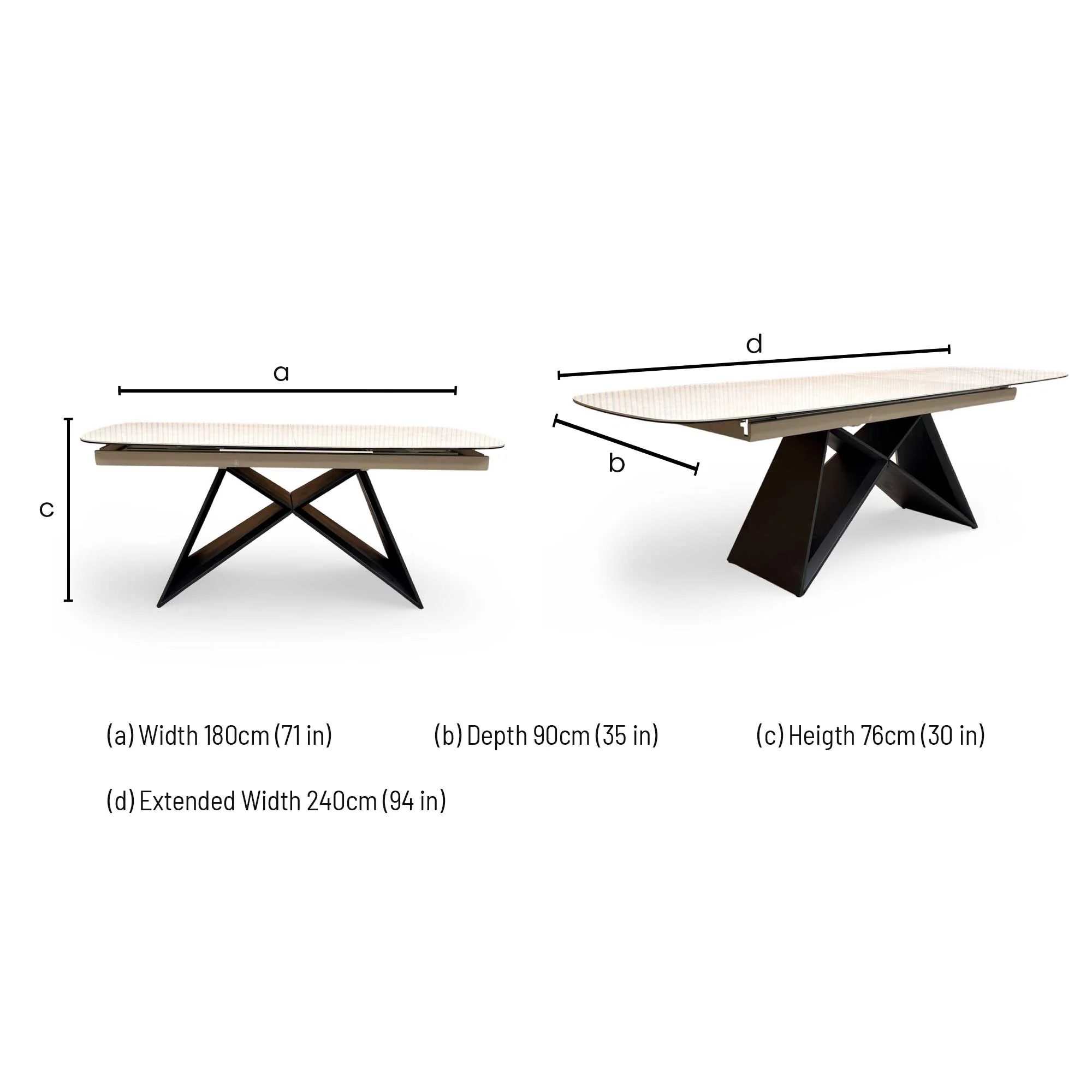 'Oasis' Ceramic Top 180cm Pop Up Extending Dining Table - Image 9