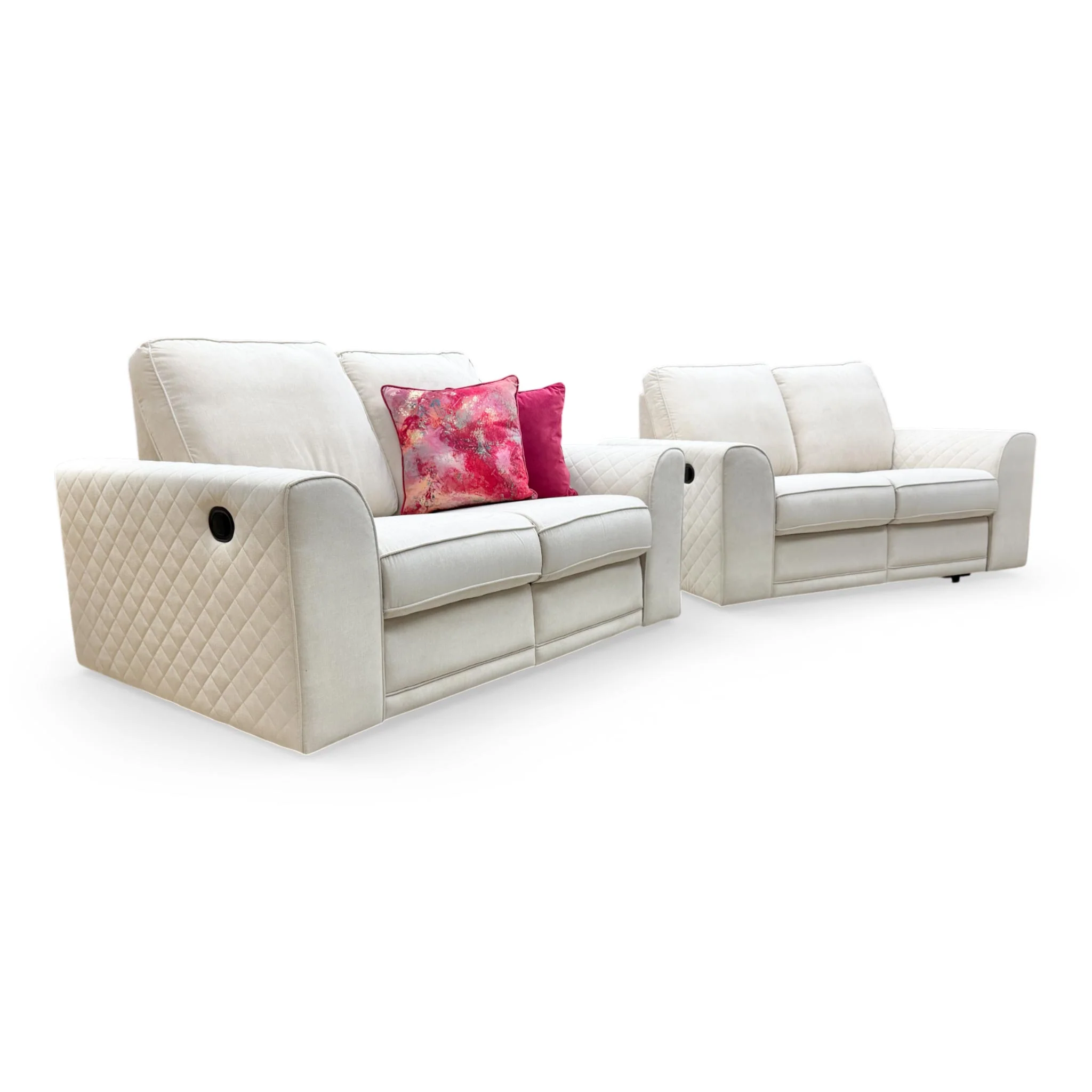 'Orka' Cream Plaza Linen Fabric 2 + 2 Seater Manual Recliner Sofa Set - Image 7