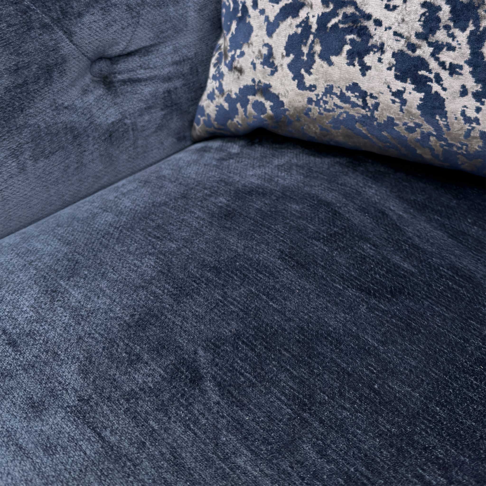 'Palace' Derwent Denim Navy Fabric Classic Back 4 Seater Sofa - Image 6