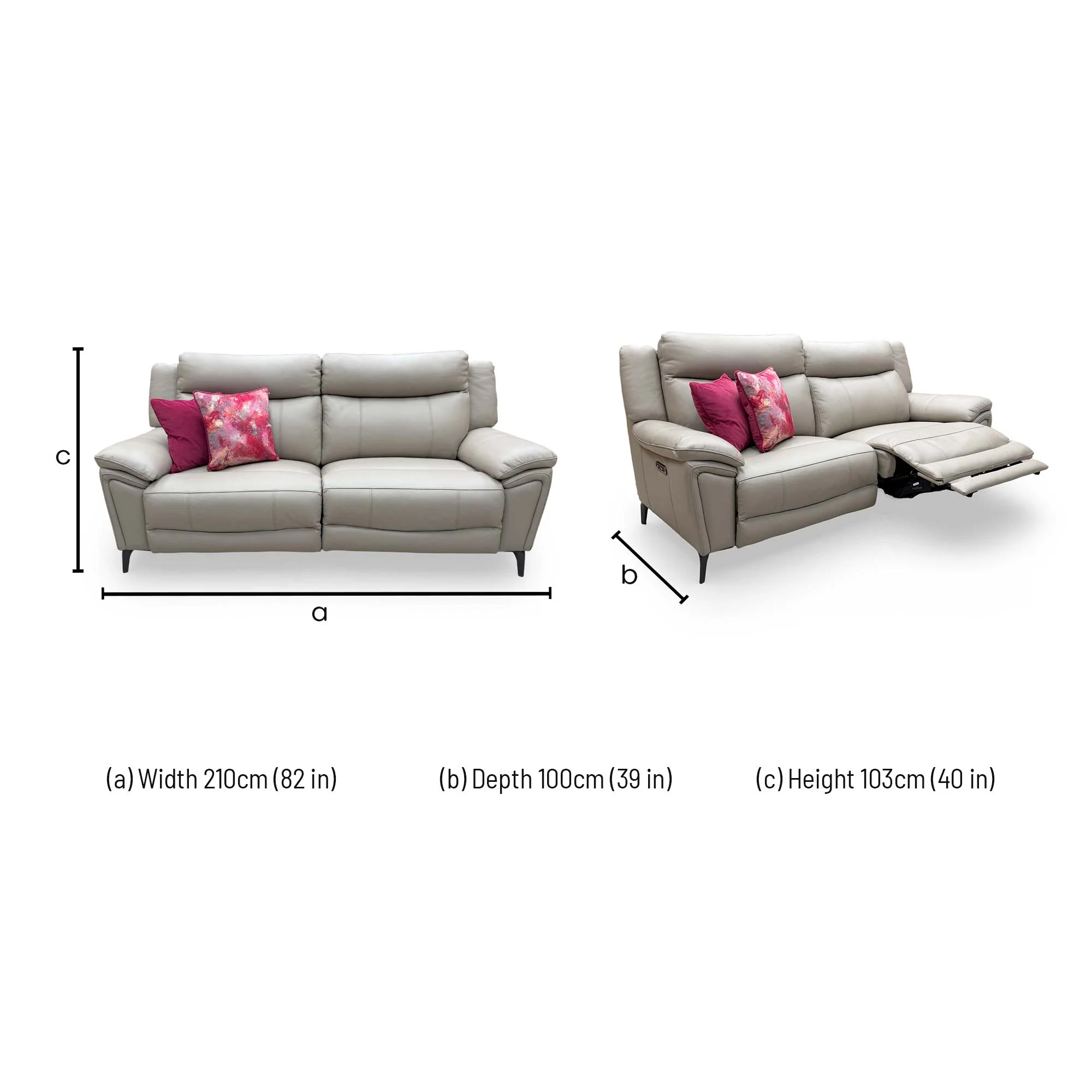 'Panache' Oyster Cat-40/08 Leather 3 Seater Power Recliner Sofa - Image 9