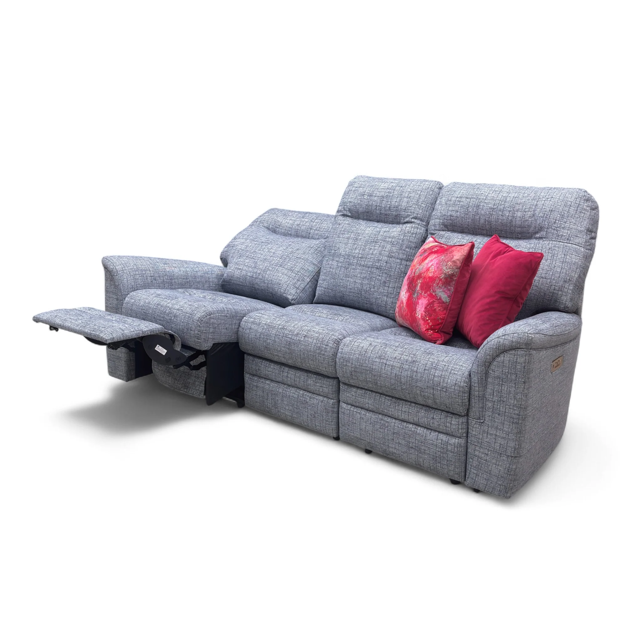 Parker Knoll ‘Hudson 23’ Dash Blue 001497-0080 Tight Weave Fabric 3 Seater Power Recliner Sofa - Image 6