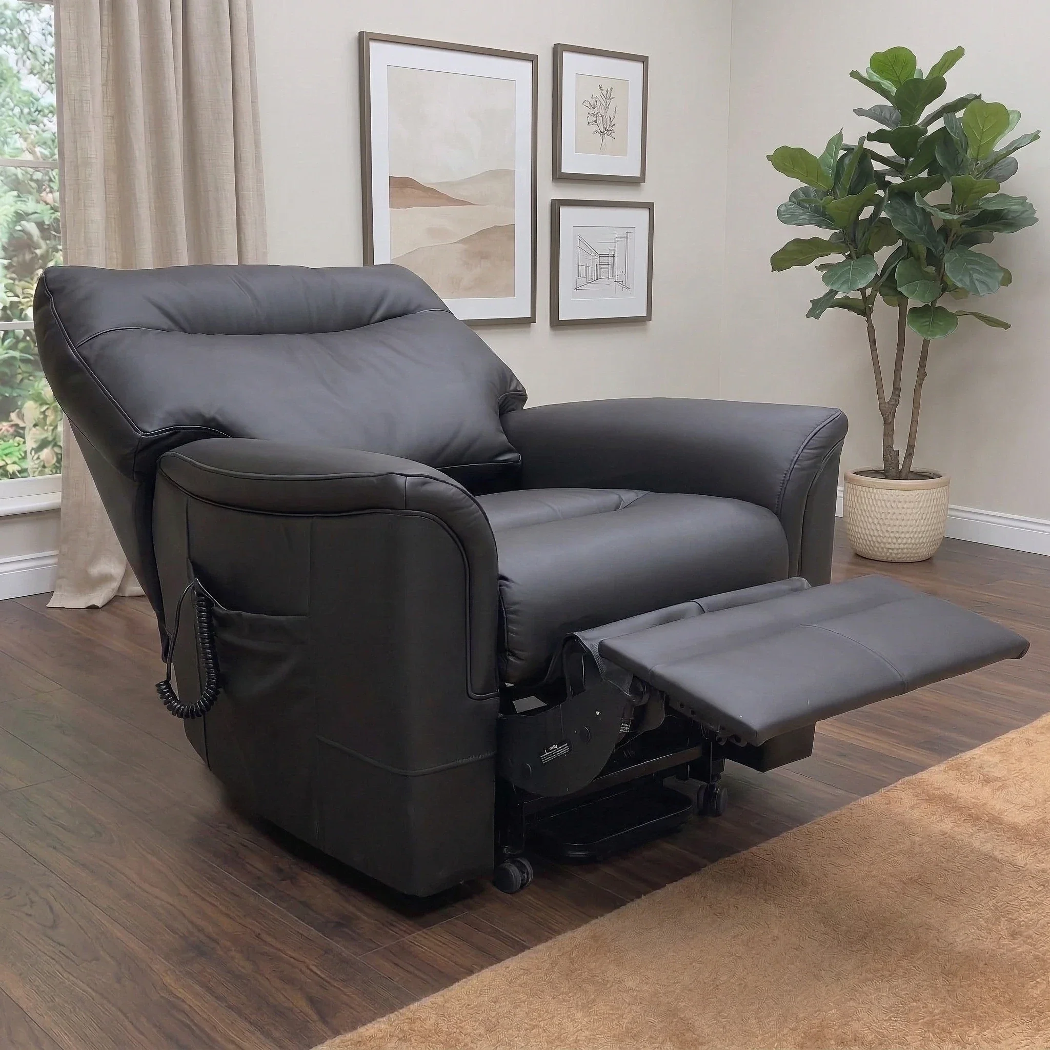 Parker Knoll 'Hudson' Como Black 0053051-0023 Leather Lift and Rise Chair - Image 2