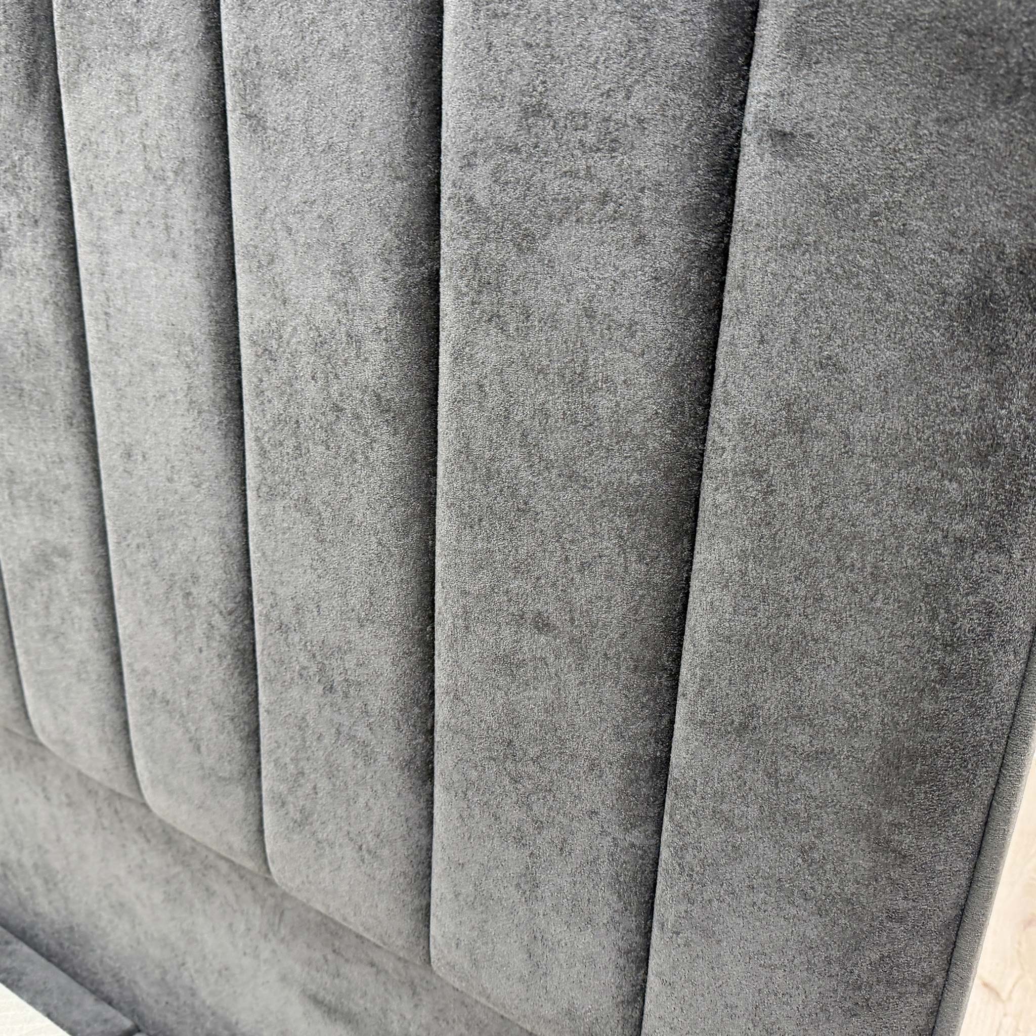 'Pluto' Milan Thunder Velvet Floor Standing Headboard + Double End Lift Ottoman Divan Base - Double - Image 5