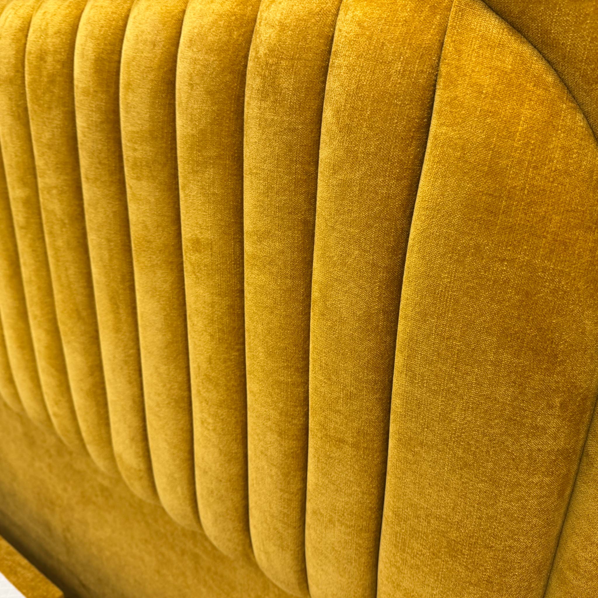 'Portland' Aston Saffron Fabric Floor Standing Headboard + Double End Lift Ottoman Divan Base - King - Image 4