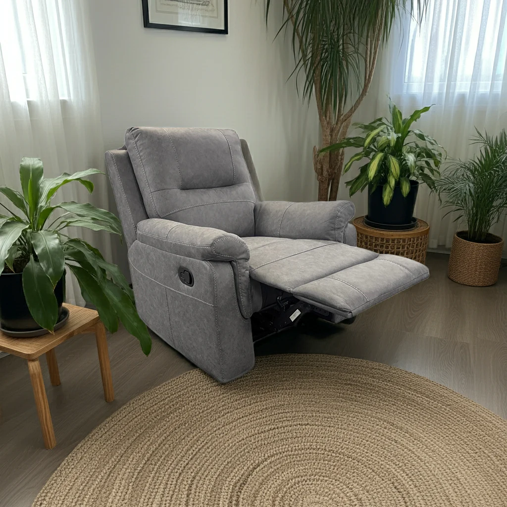 'Ranger' Grey Endurance Fabric Manual Recliner Armchair - Image 2