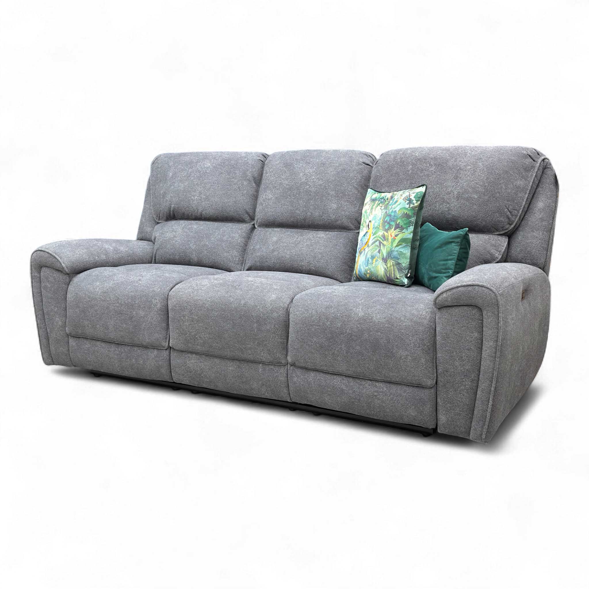 ‘Ricky’ Charcoal Grey Teddy Velvet 3 Seater Power Recliner Sofa - Image 9