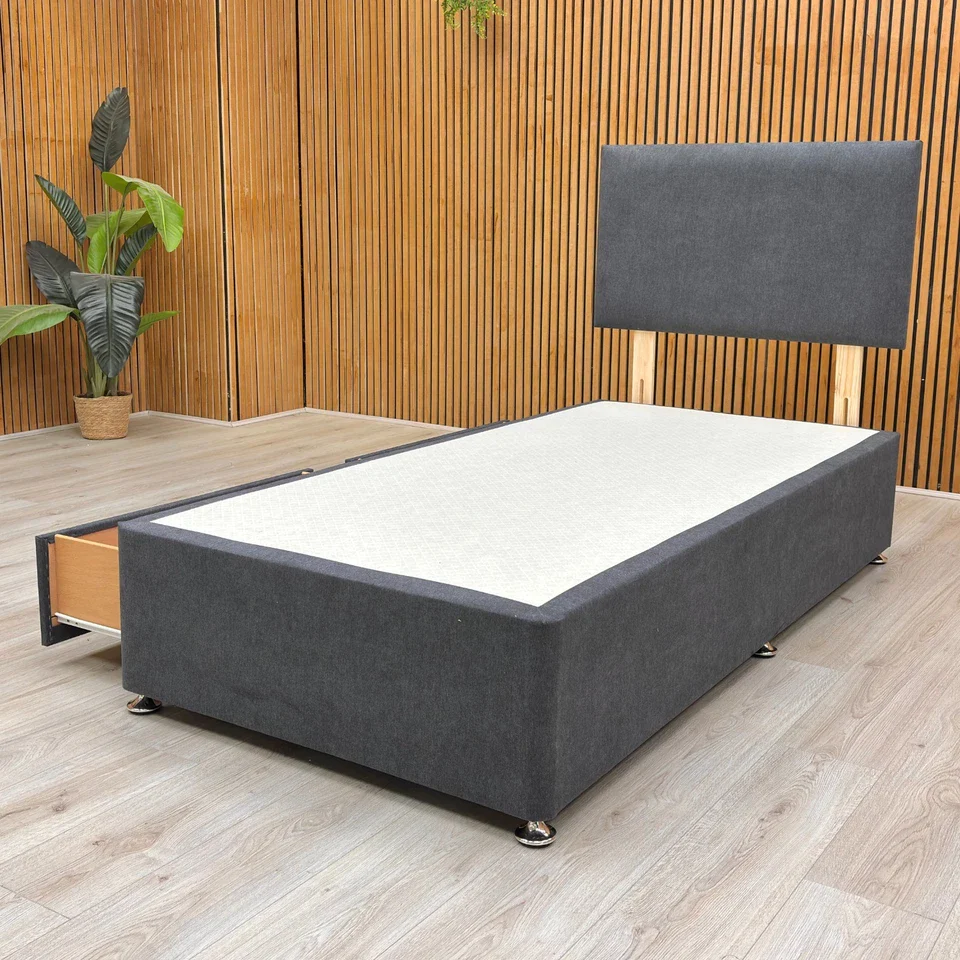 ‘Roma’ Venice Carbon Velvet Headboard + 2 Draw Divan Base - Single - Image 3
