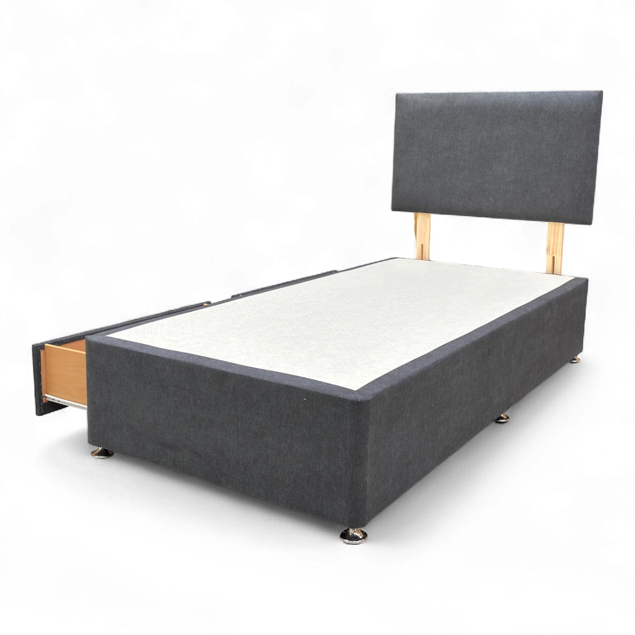 ‘Roma’ Venice Carbon Velvet Headboard + 2 Draw Divan Base - Single - Image 6