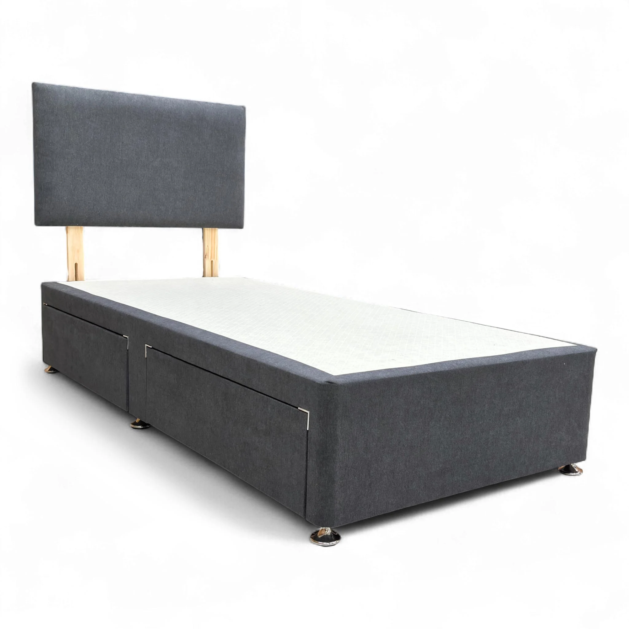‘Roma’ Venice Carbon Velvet Headboard + 2 Draw Divan Base - Single - Image 7