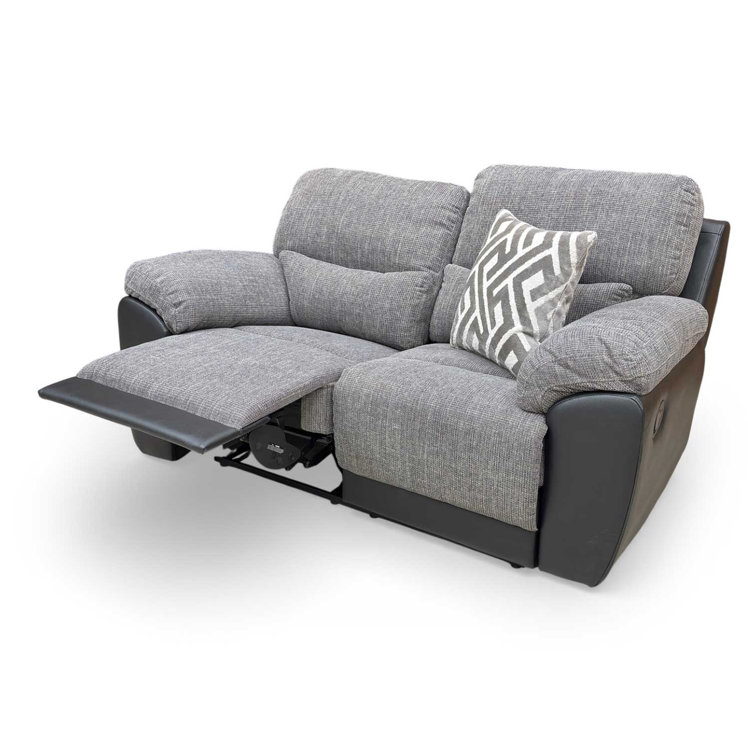 ‘Santori’ Charcoal Fabric High Back Manual Recliner 2 Seater Sofa - Image 6