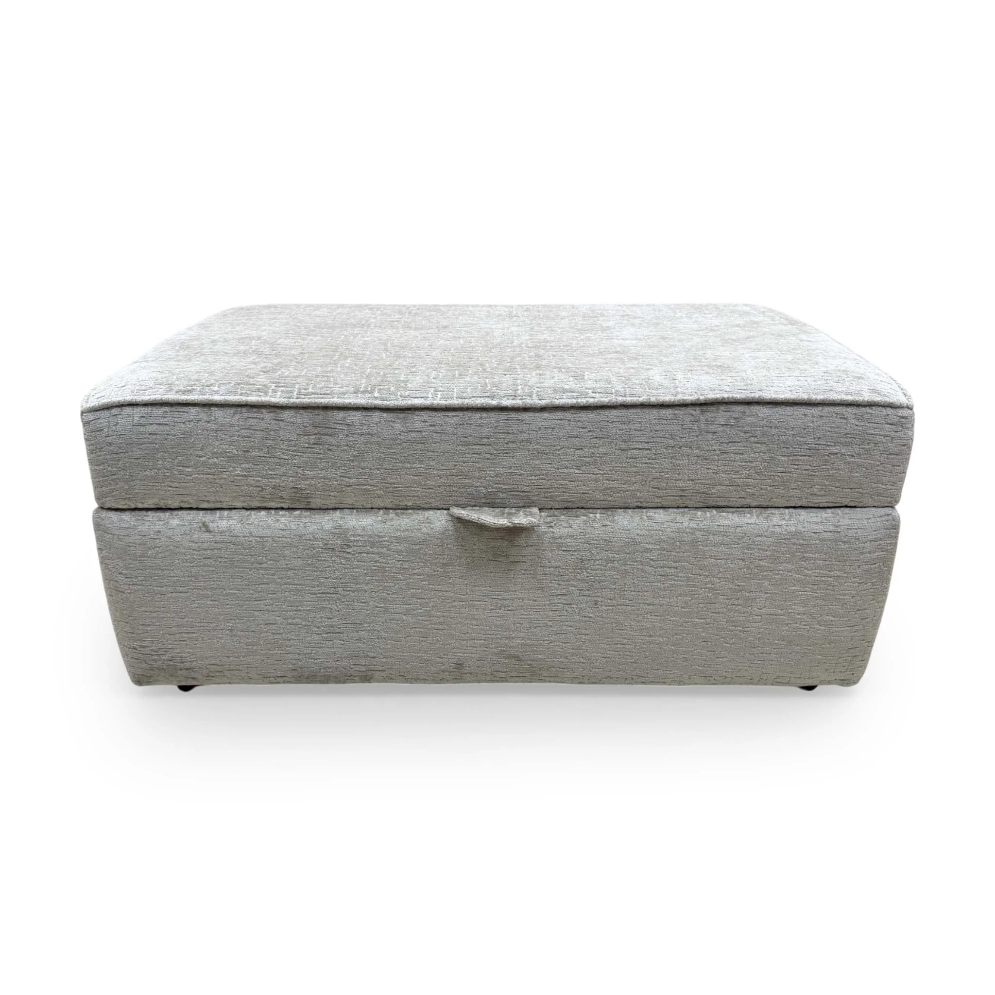'Sasha' Ivory White Chenille Fabric Large Storage Footstool - Image 4