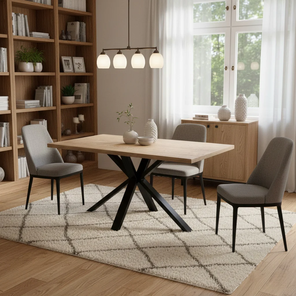 'Saturn' Solid Oak Compact 135cm Fixed Dining Table - Image 2