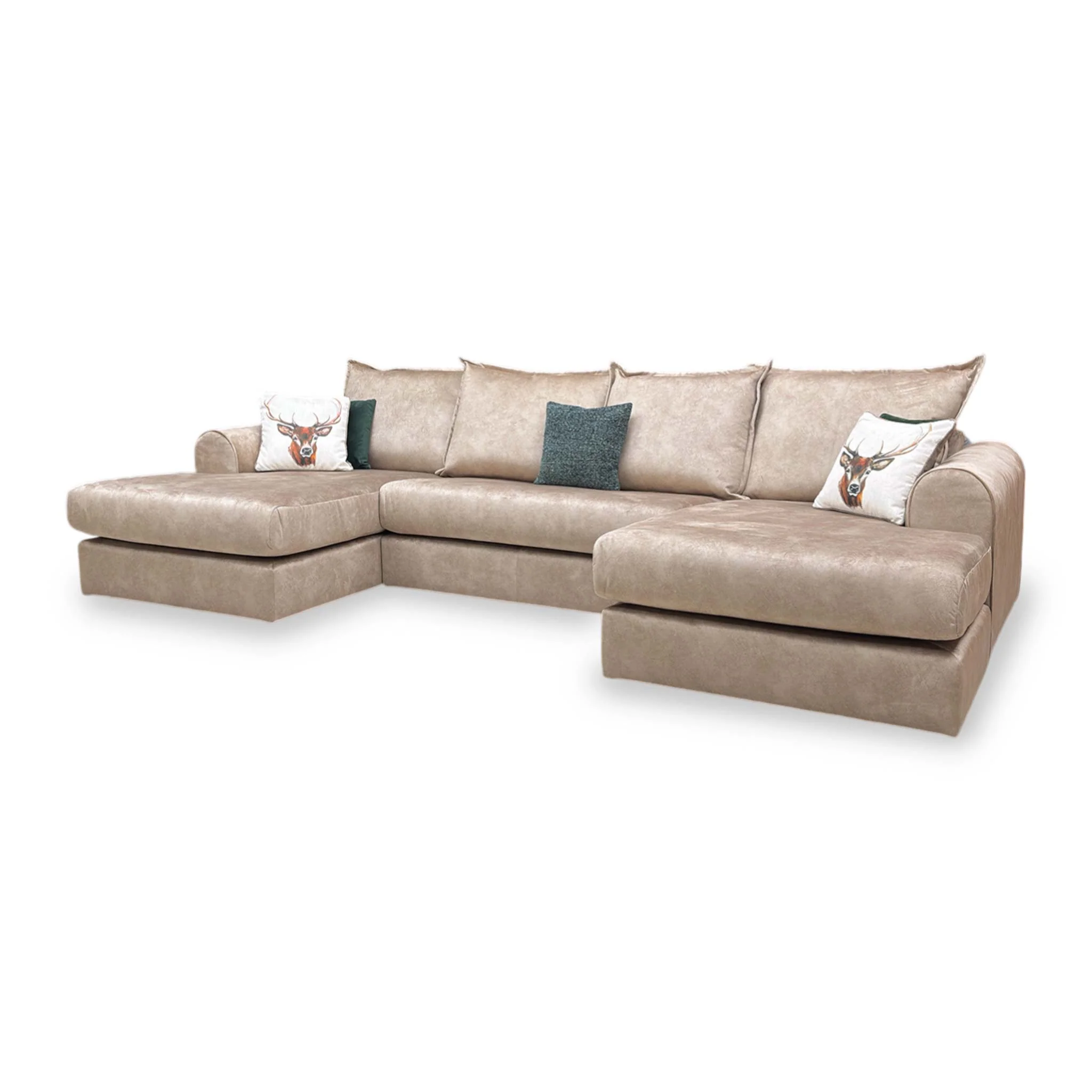 ‘Serenis’ Caramel Brown Rest Velvet Large Double Ended Chaise Sofa - Image 4