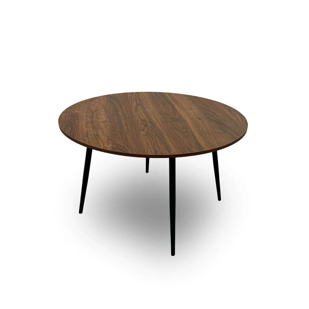 ‘Sharron’ Walnut Oak Veneer Round Dining Table - Image 3