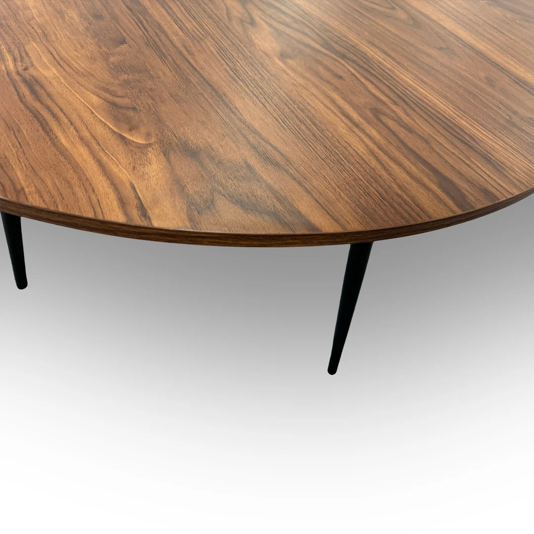 ‘Sharron’ Walnut Oak Veneer Round Dining Table - Image 4
