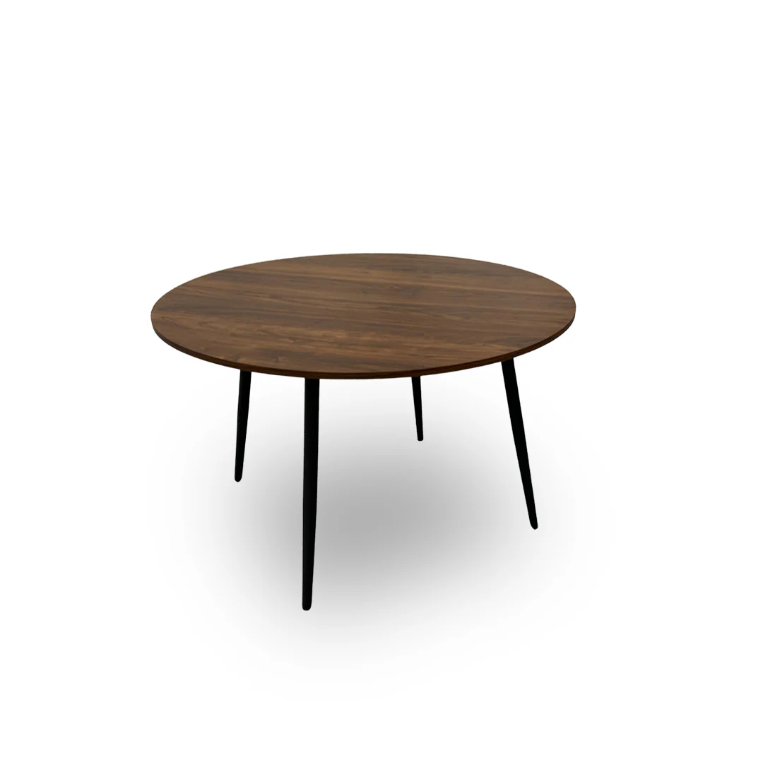 ‘Sharron’ Walnut Oak Veneer Round Dining Table - Image 5
