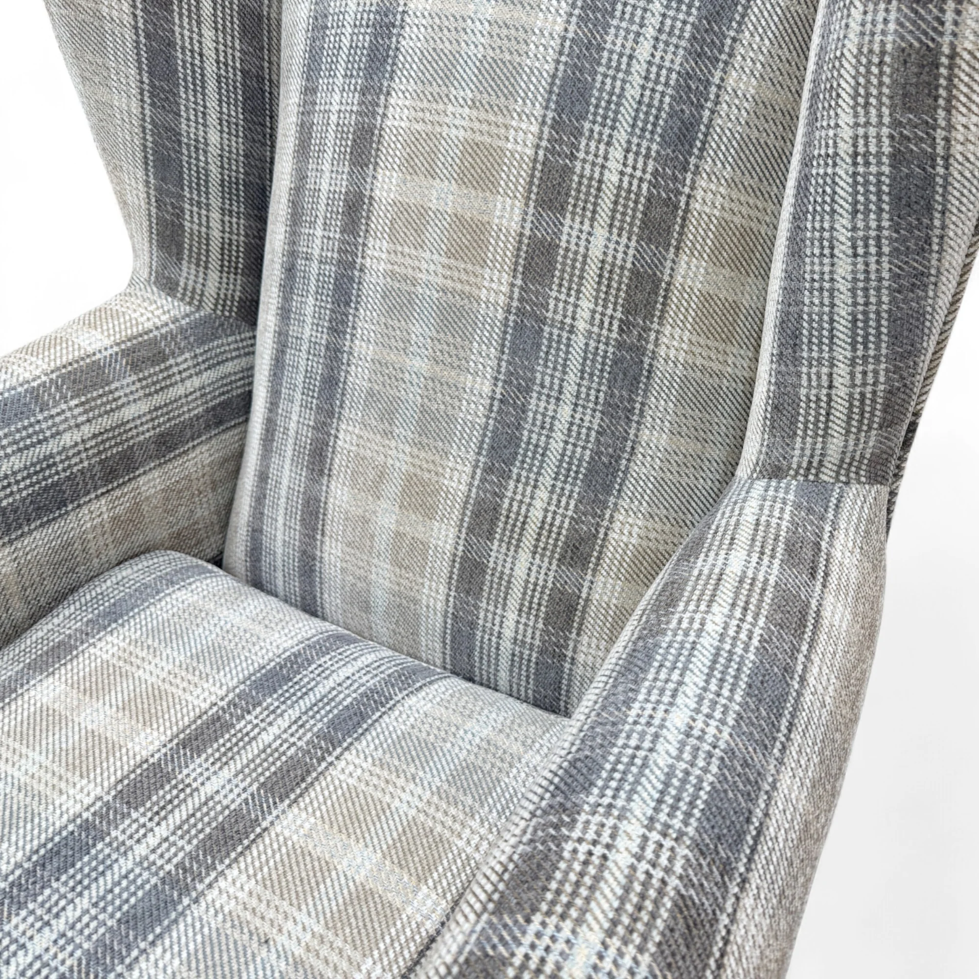 'Shirley' Taupe and Grey Combination Checkered Pattern Tight Weave Winchester Fabric Accent Chair - Image 5
