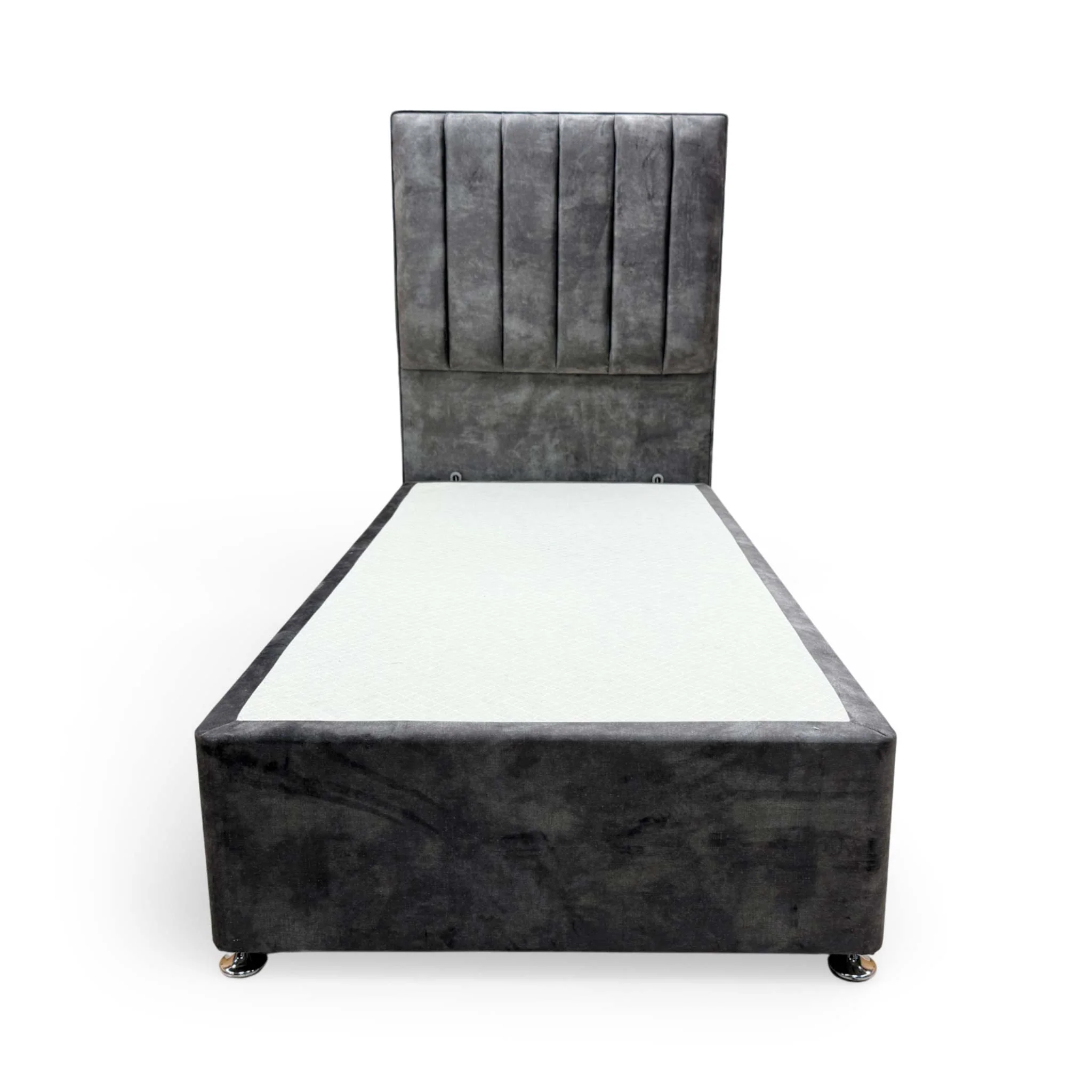 Sleep Story 'Dickens' Lace Domino Velvet Floor Standing Headboard + 2 Draw Divan Base - Single - Image 4