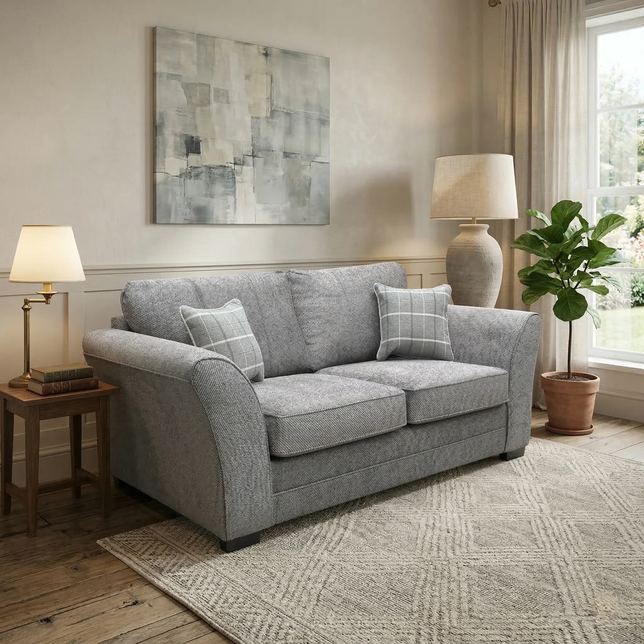 ‘Sophie’ Sultan Dark Grey Woven Fabric 2 Seater Sofa bed - Image 2