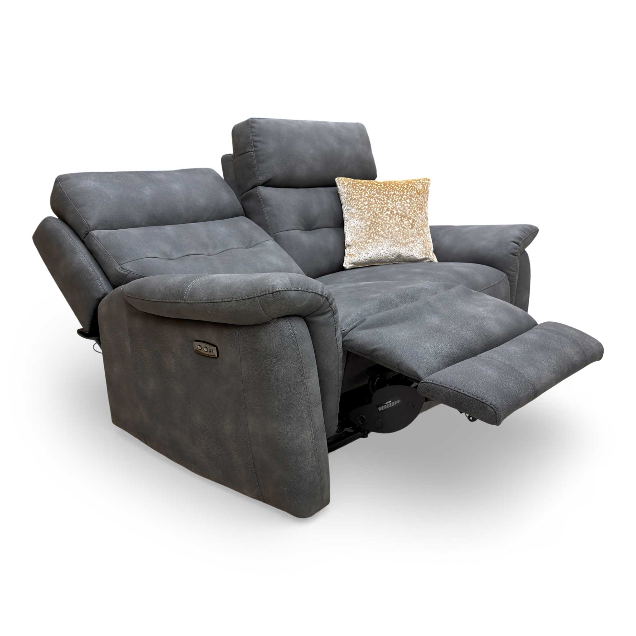 'Springer' Bfa-Blj-R16 Grey Suede 2 Seater Power Recliner Sofa