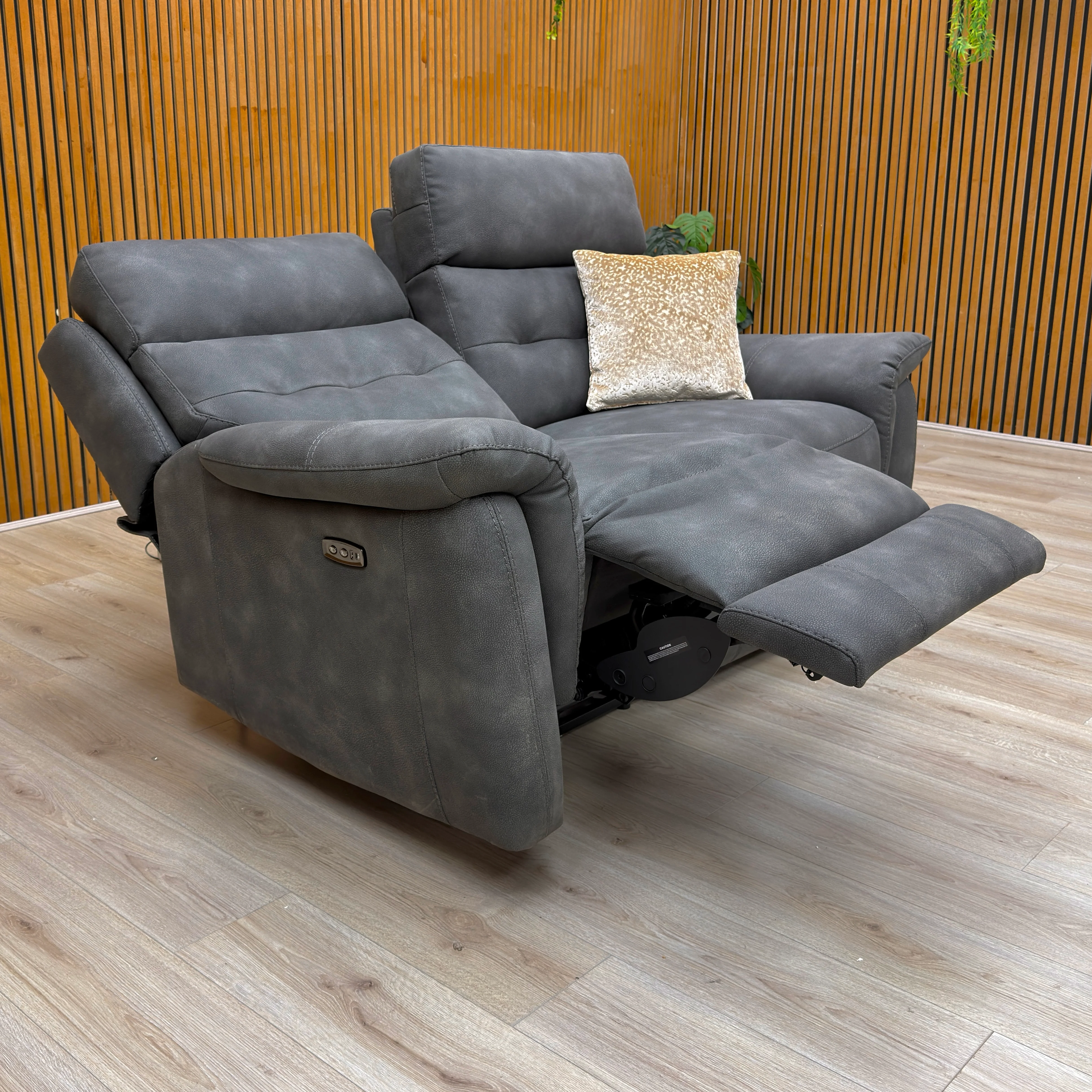 'Springer' Bfa-Blj-R16 Grey Suede 2 Seater Power Recliner Sofa - Image 3