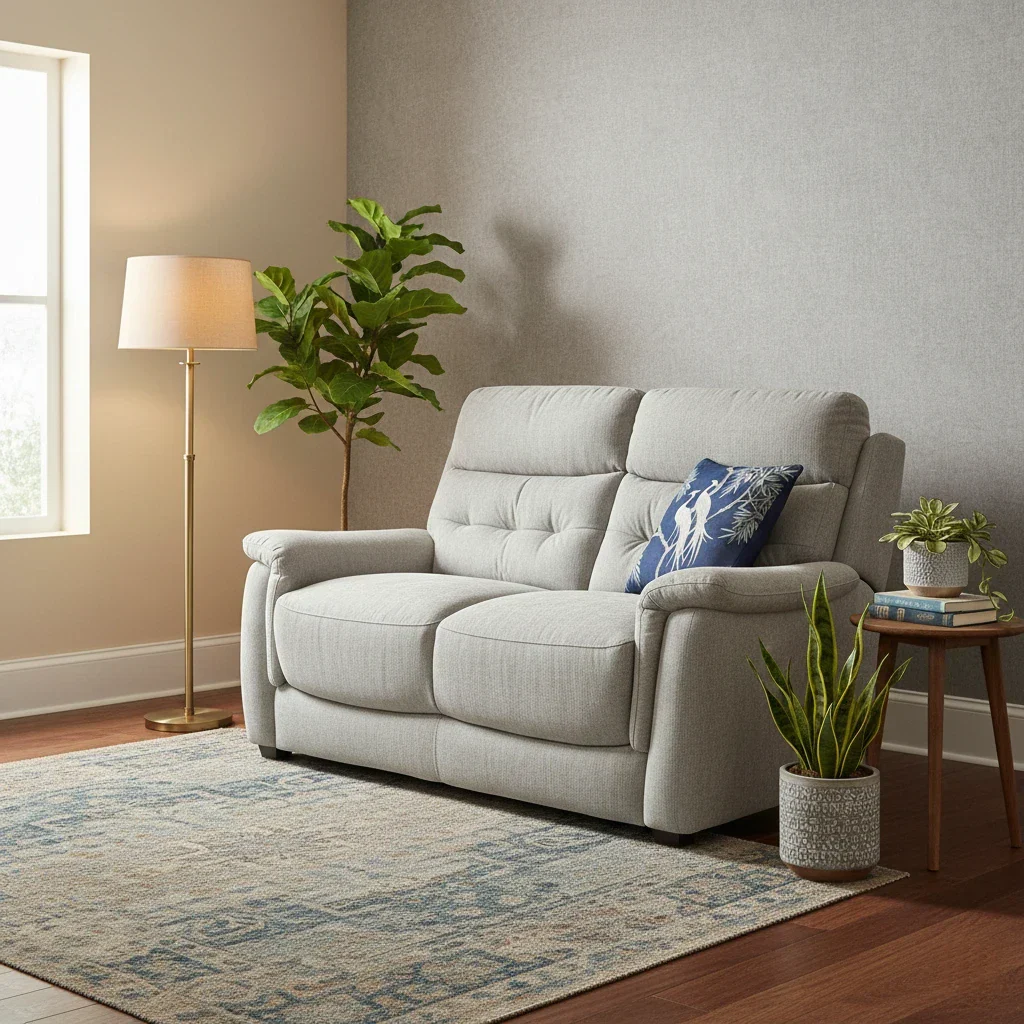 'Springer' Fab-Meo-R27 Pewter Fabric 2 Seater Sofa - Image 2