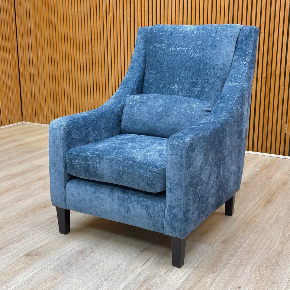 ‘Stella' Marine Blue Meridian Chenille Fabric Accent Chair - Image 3