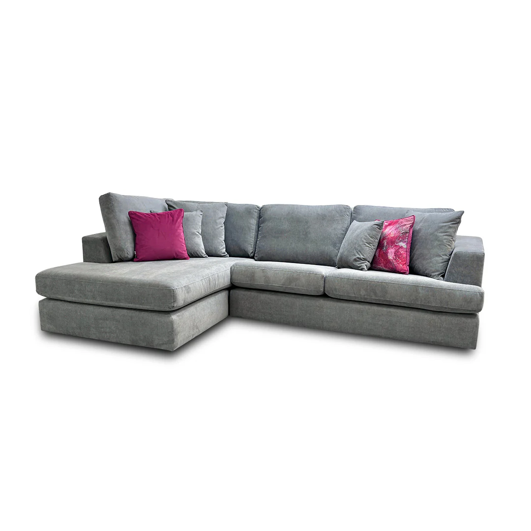 'Stratus' Graphite Gracelands Fabric Left Hand Facing Open End Chaise Corner Sofa