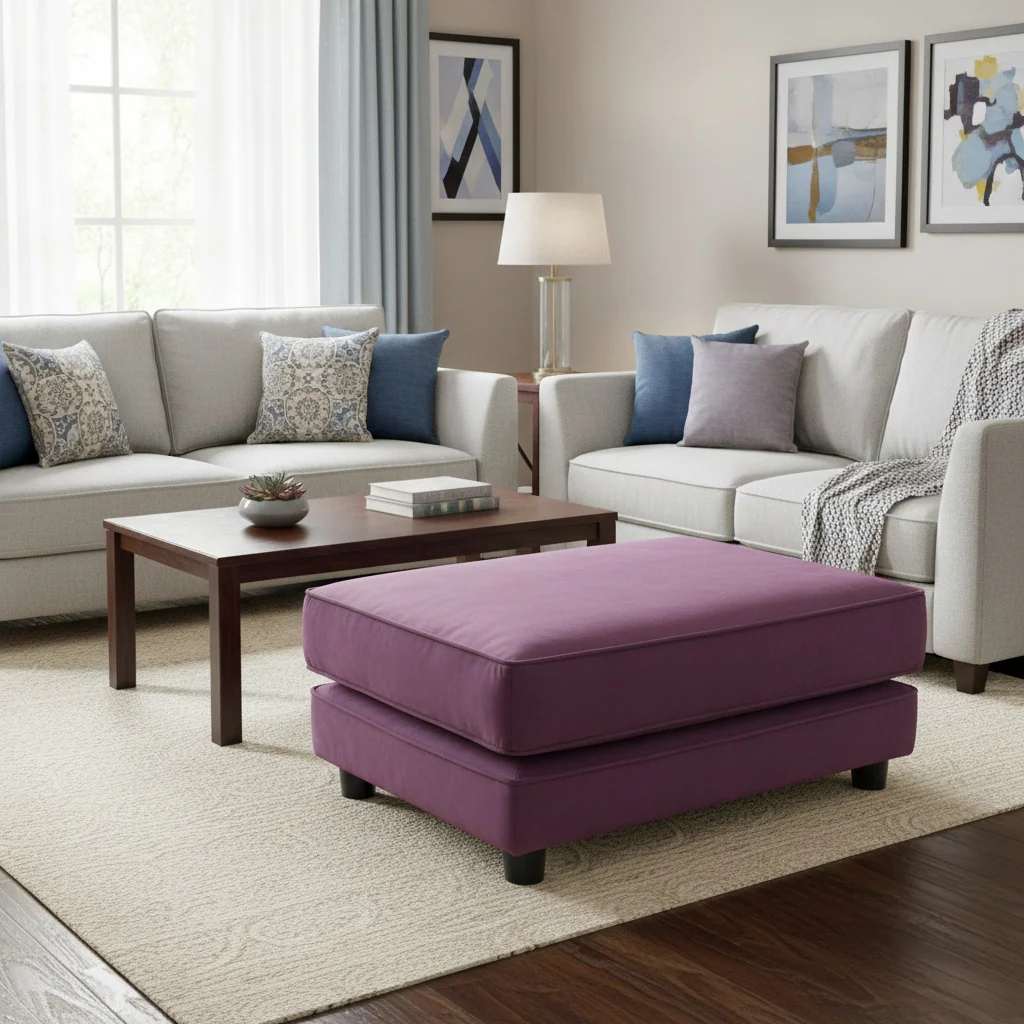 The Lounge Co. 'Isobel' Fro011 Frosted Grape Purple Velvet Rectangular Footstool - Image 2