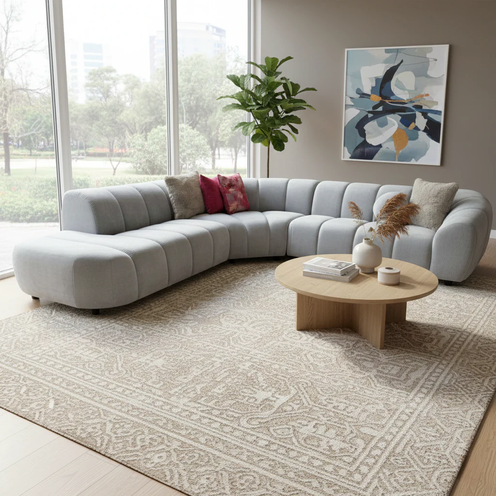 'Waldorf' Soft Sherpa Silver Mix Left Hand Facing Open End Chaise Corner Sofa - Image 2