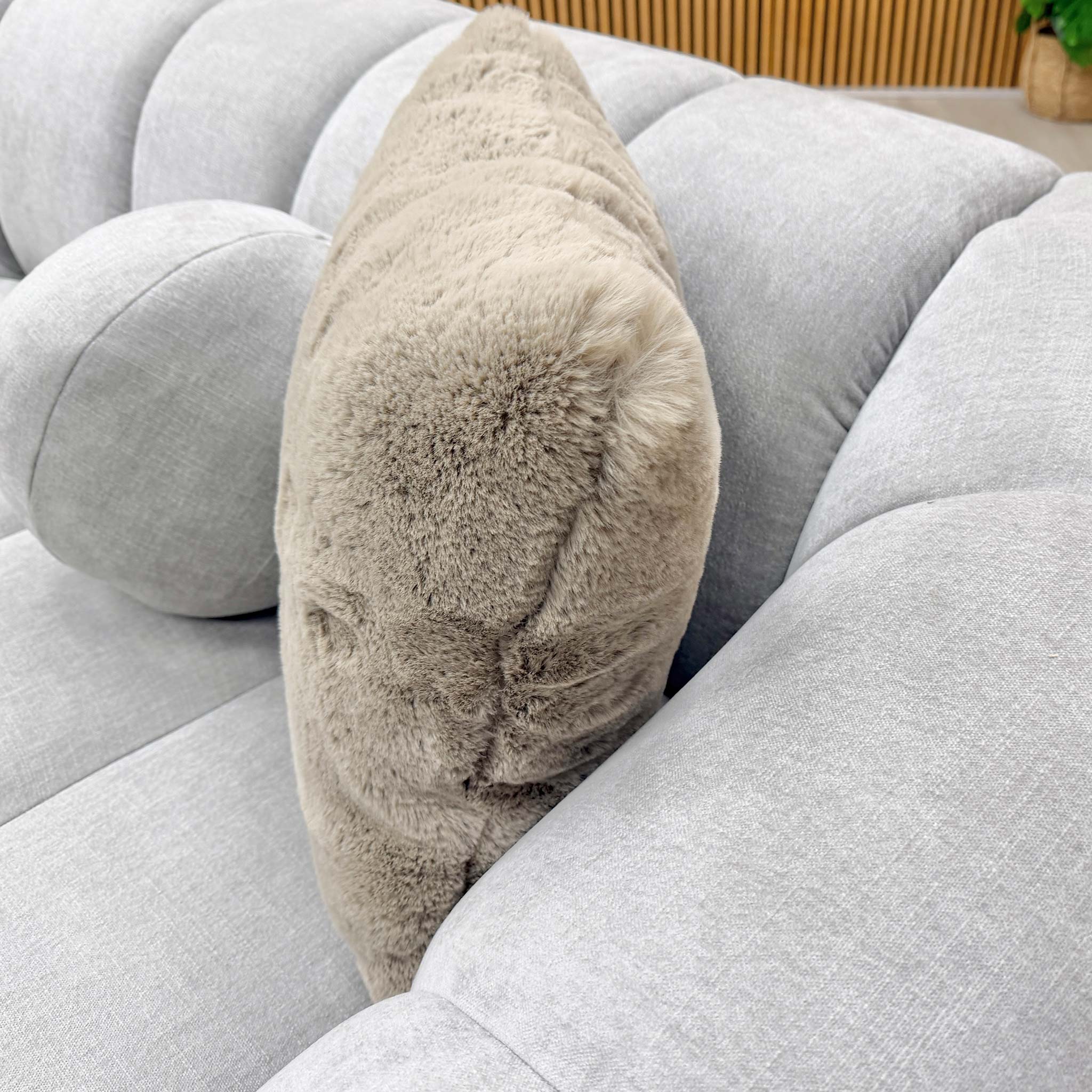 'Waldorf' Soft Sherpa Silver Mix Left Hand Facing Open End Chaise Corner Sofa - Image 5