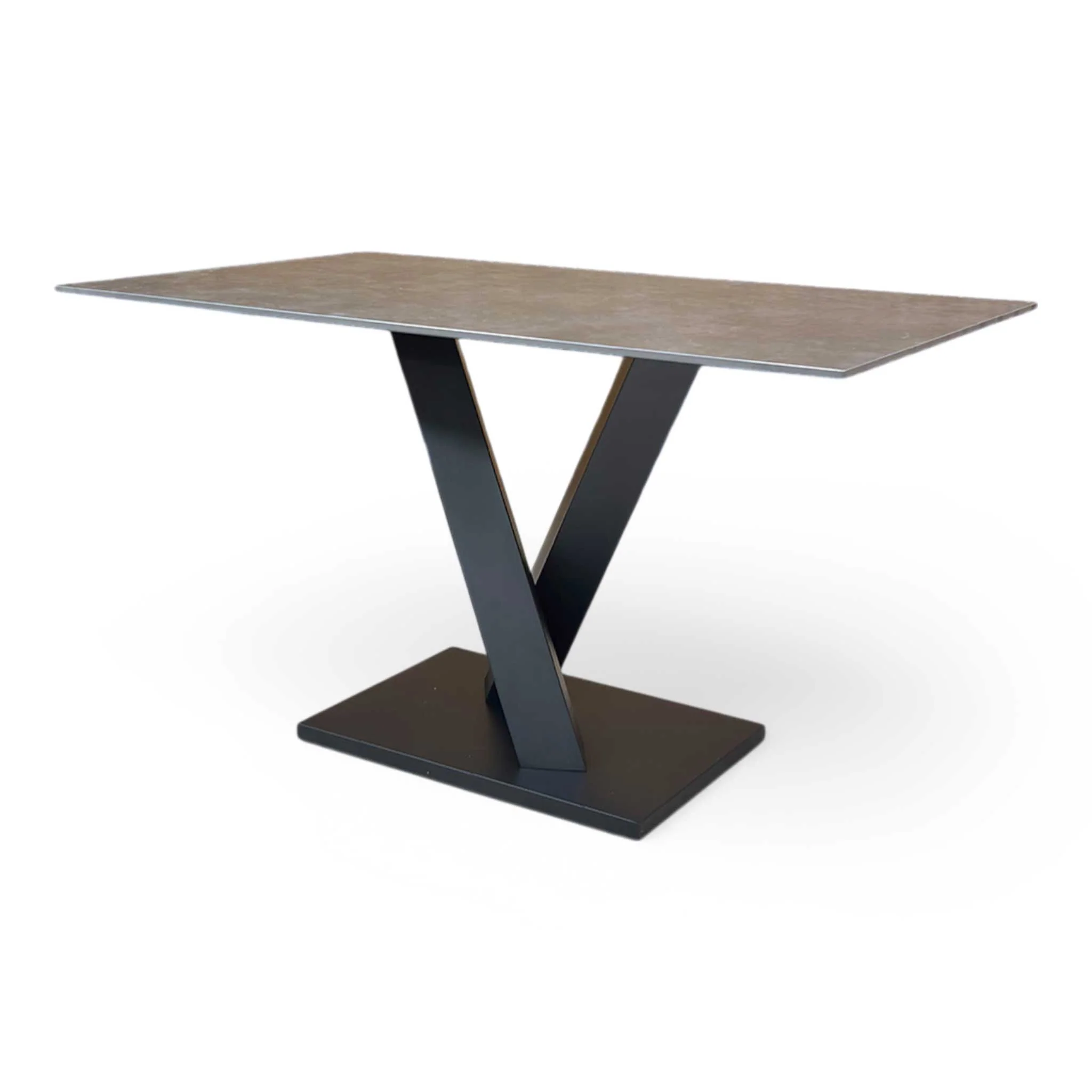 'Warrior' Grey Sintered Stone Ceramic Top Compact 135cm Fixed Dining Table - Image 4