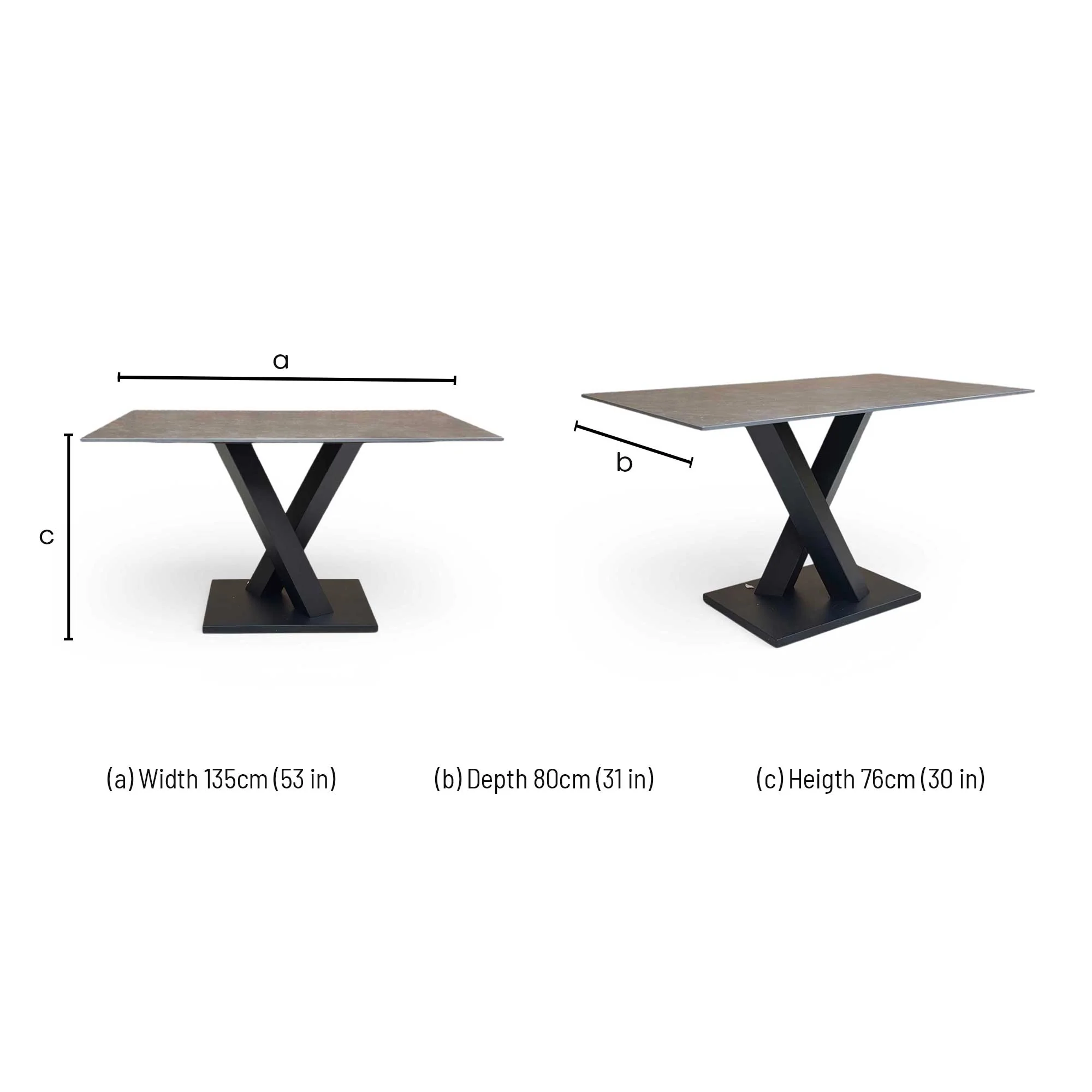 'Warrior' Grey Sintered Stone Ceramic Top Compact 135cm Fixed Dining Table - Image 7