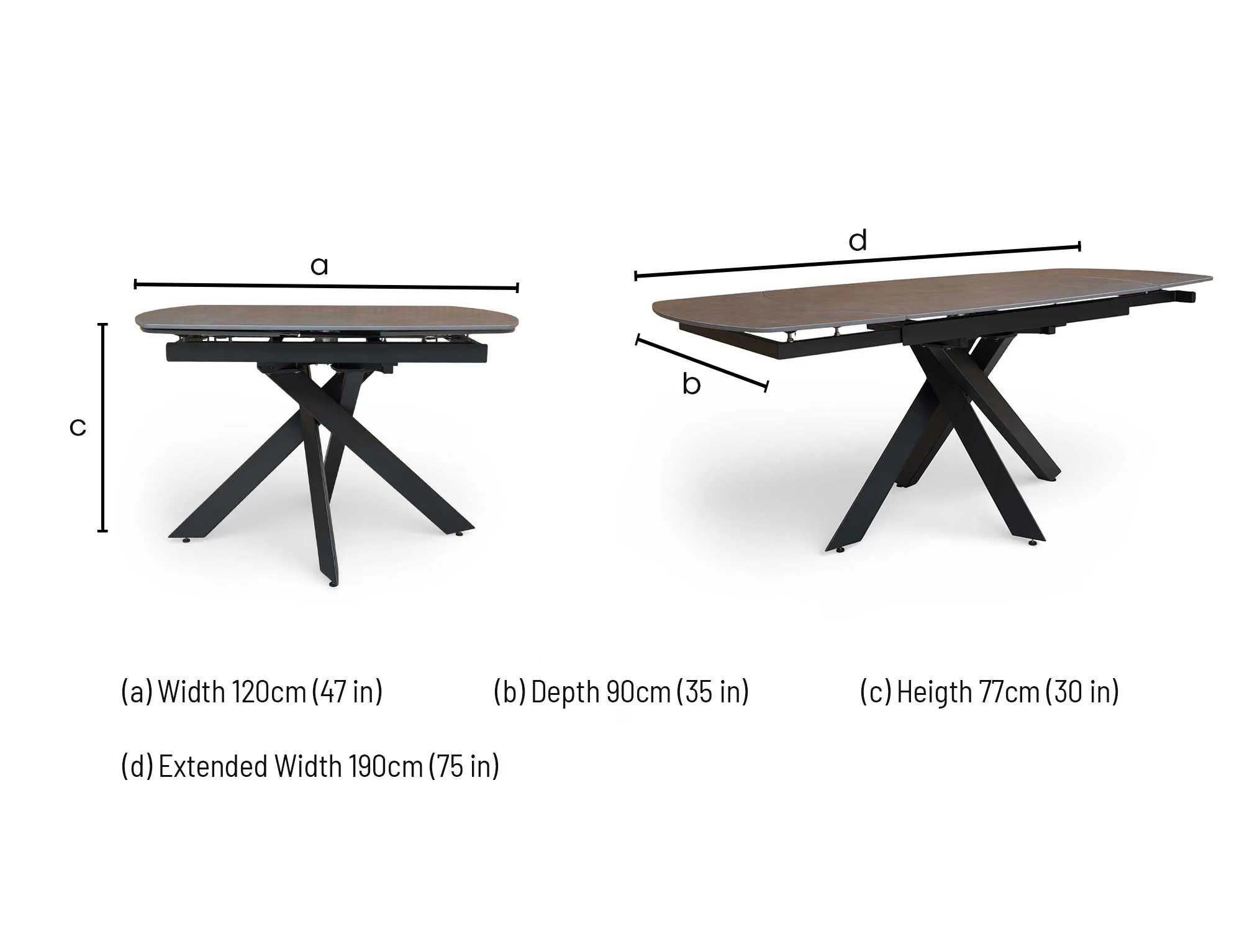‘Warrior’ Grey Sintered Stone Swivel Extending Dining Table - Image 9