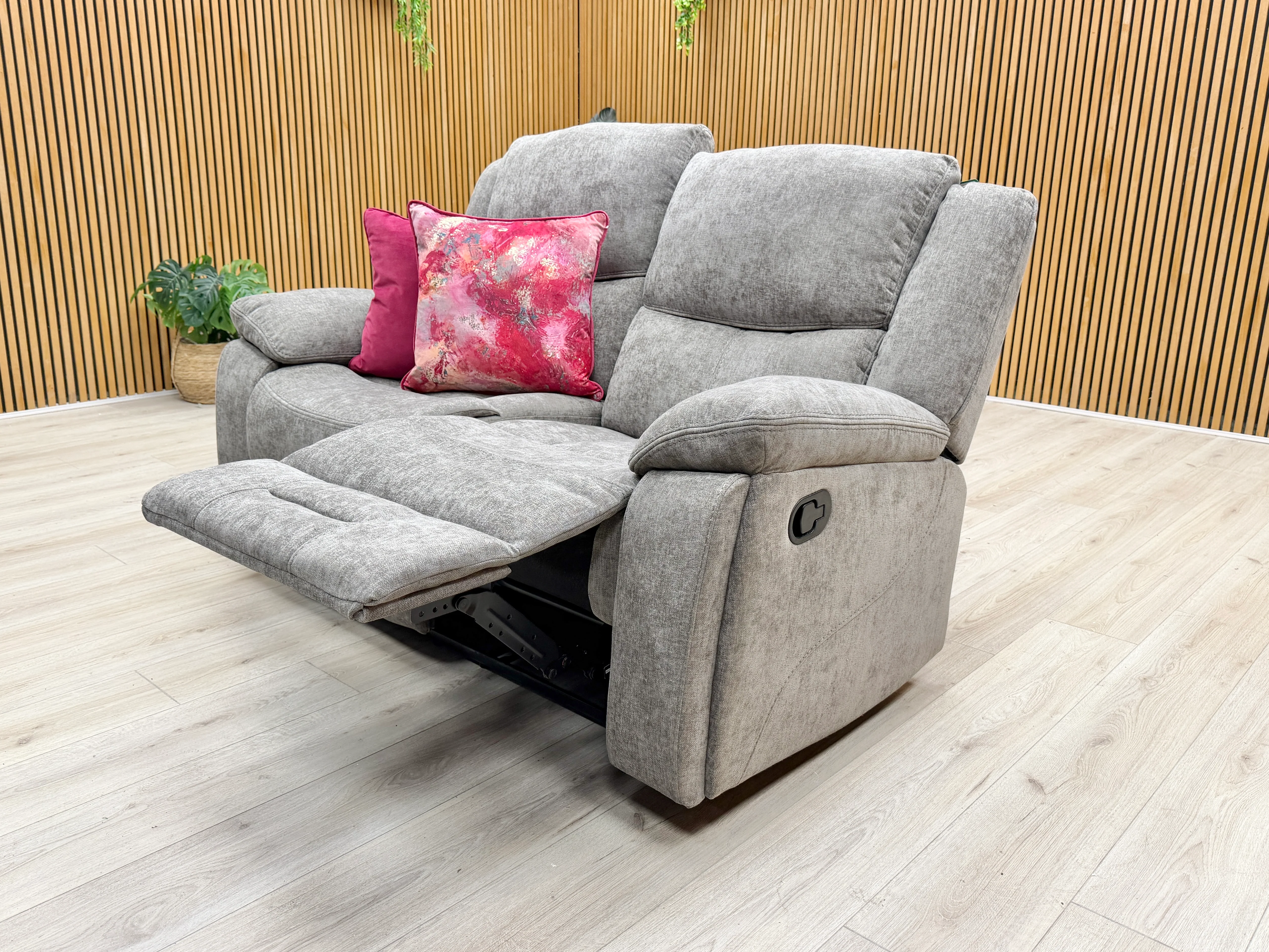 'Weston' Mocha Tight Weave Fabric 2 Seater Manual Recliner Sofa - Image 3