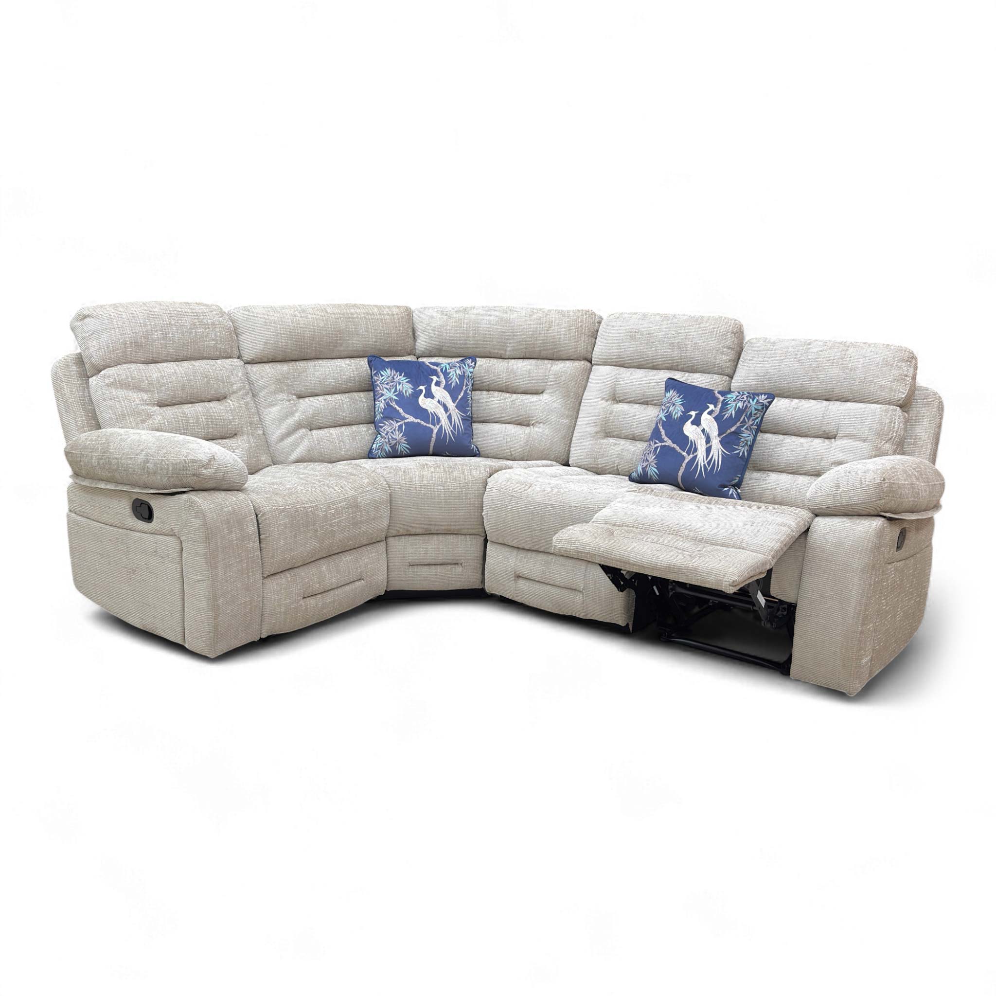 ‘Wilbur’ Latte Fabric Manual Recliner Modular Corner Sofa - Image 6