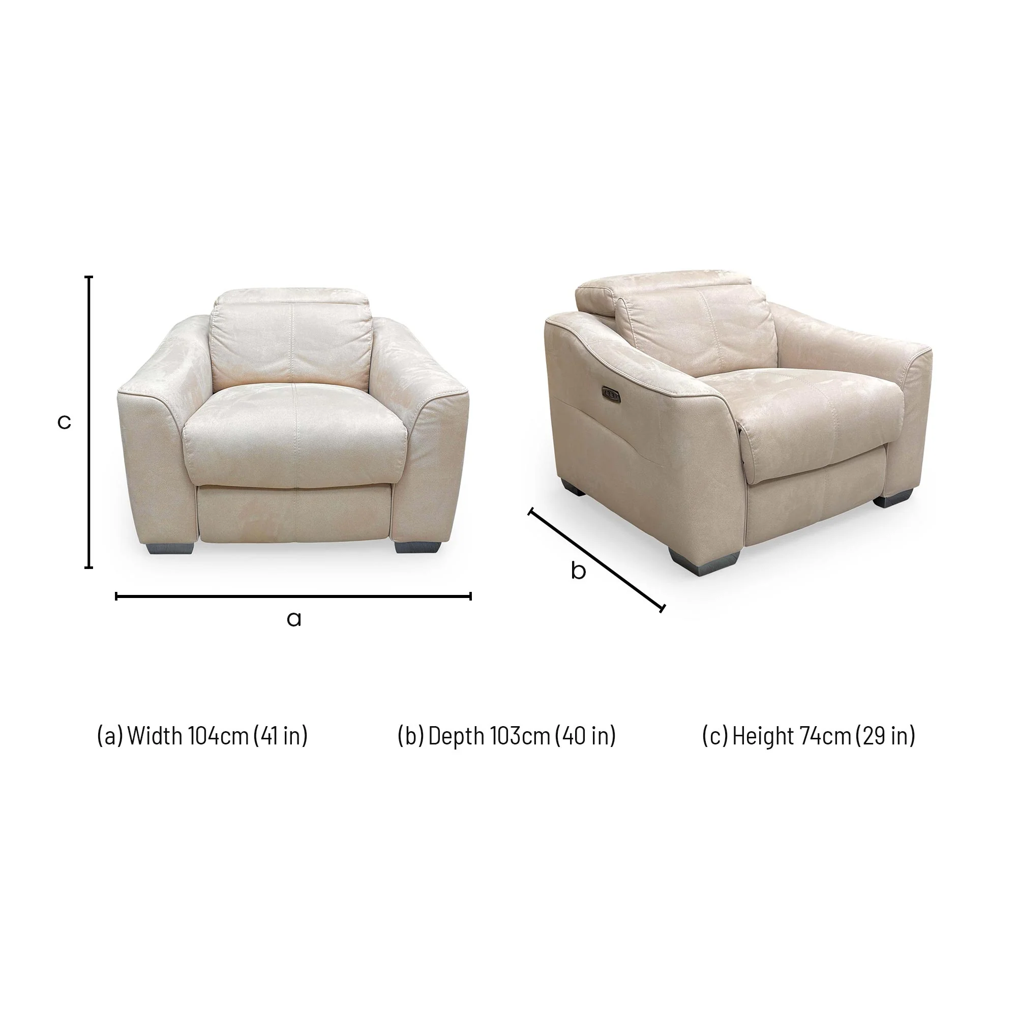 World of Leather ‘Xavier’ BFA-BLJ-R20 Bisque Cream Suede Power Recliner Chair With Power Headrests - Image 10