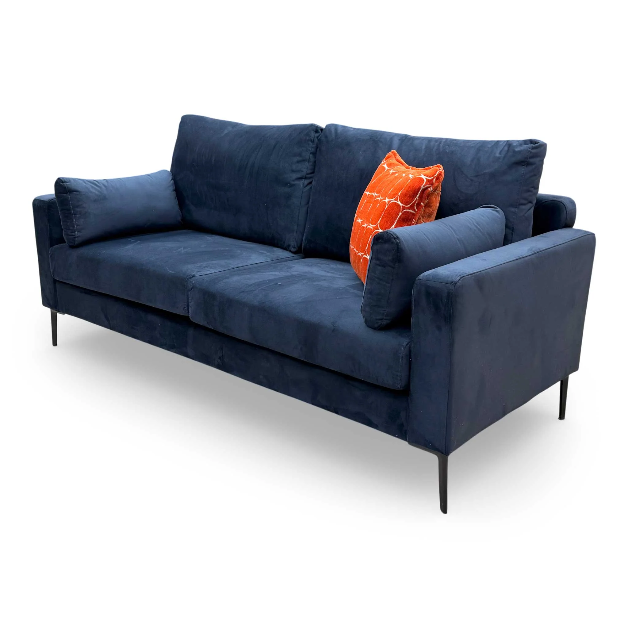 ‘Wren’ Navy Blue Velvet 3 Seater Formal Back Sofa - Image 7
